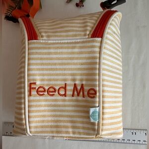 Easy Baby Travel Bottle / Baby Food / Snack Cooler in Orange and White Stripes